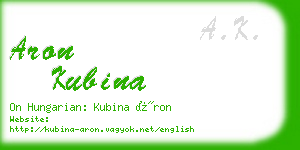 aron kubina business card